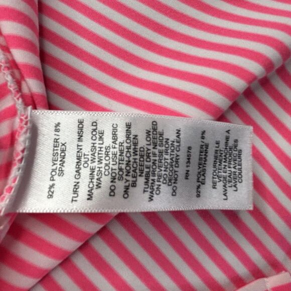 Vineyard Vines Shirt Womens Small Pink White Stripe Sankaty 3/4 Sleeve Nautical - Picture 6 of 10